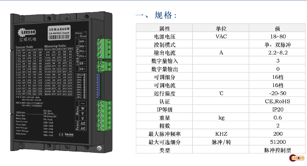 立成機電3相開環(huán)交流寬電壓步進(jìn)電機驅(qū)動器3DMA860H-1 - 穩(wěn)定高效的控制方案